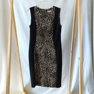 Calvin Klein animal print sleeveless sheath dress size 10